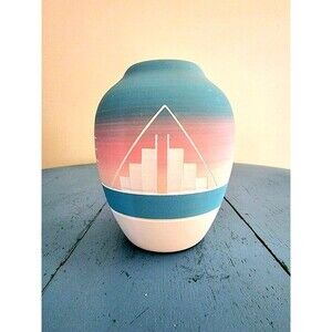 High Elk Sioux Vintage Pottery Mountain Step Vase Signed